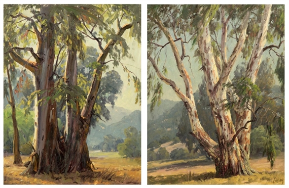 Two Works: Through the Trees and Lone Eucalyptus by Paul Grimm