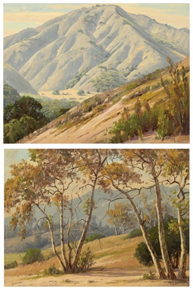 Two Works: Autumn Trees and California Mountain Landscape by Paul Grimm