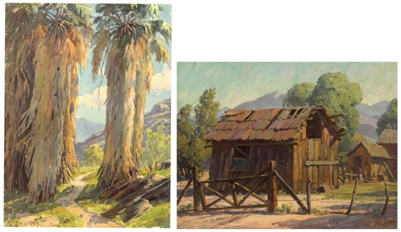 Two Works: Indian Village - Palm Springs and Palm Canyon by Paul Grimm
