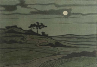 A moonlit dune landscape - Willem Frederik Alfons Pothast