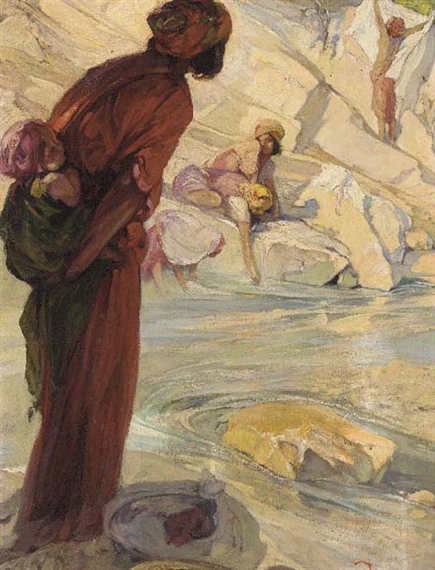 The washerwomen by Jules-Pierre van Biesbroeck