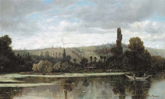 A tranquil lake - Claude-François-Auguste Mesgrigny