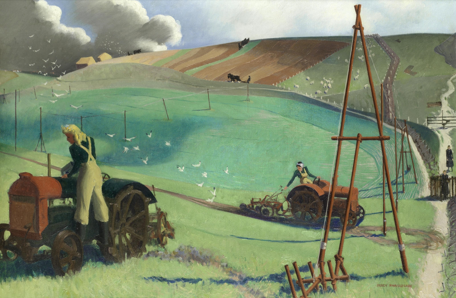 Artwork by Percy Shakespeare, December on the Downs, Wartime, Made of oil on canvas