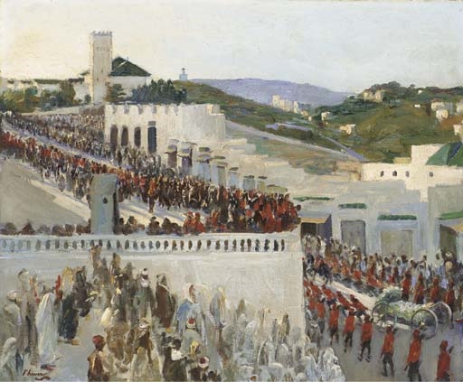 The Funeral Procession of Kaid Maclean (General Sir Harry Aubrey De Maclean K.C.M.G. 1848-1920) at Tangier by John Lavery, 1920
