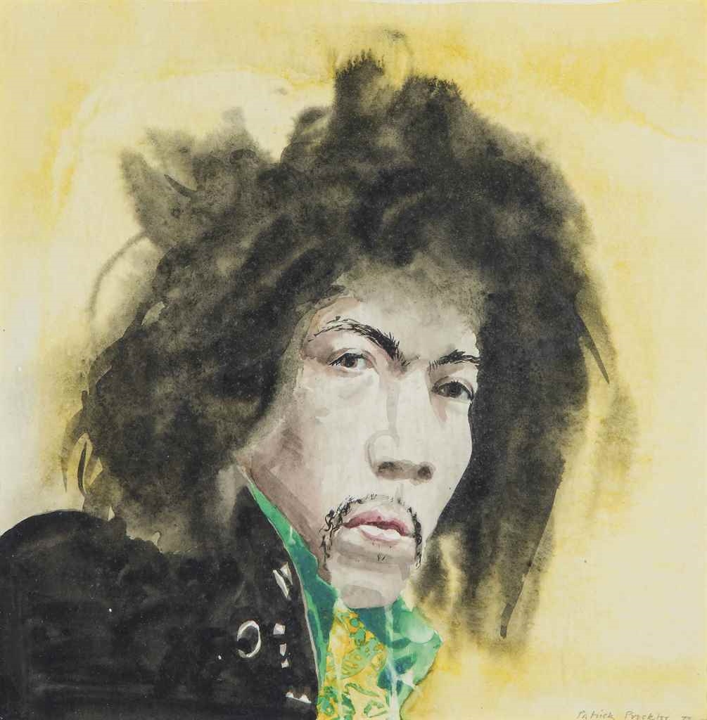 Artwork by Patrick Procktor, Jimi Hendrix, Made of watercolour