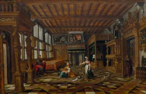 Interieur mit biblischer Szene (Jesus bei Maria und Martha) by Paul Vredeman de Vries