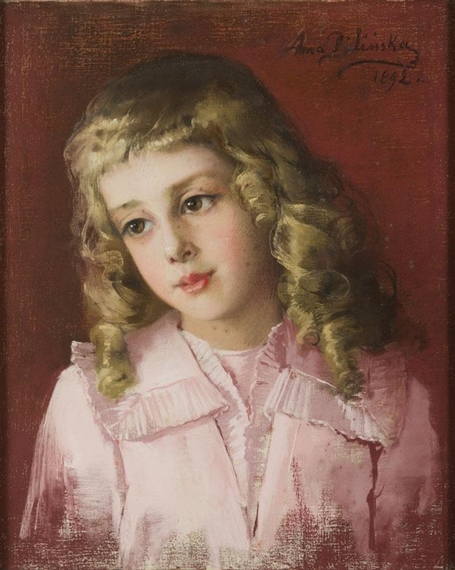 Portrait of a girl with blond hair by Anna Bilinska, 1892