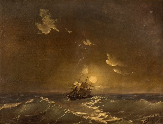 A Ship in Moonlit Waters by Ivan Aivazovsky