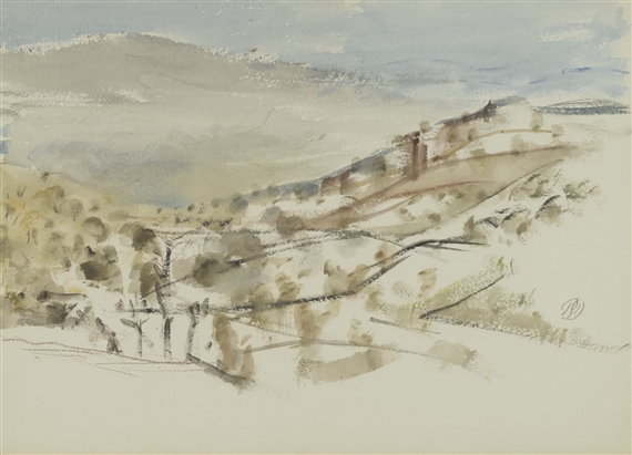 LANDSCAPE EMERGING, STUDY NO. 3 by Paul Nash, 1945