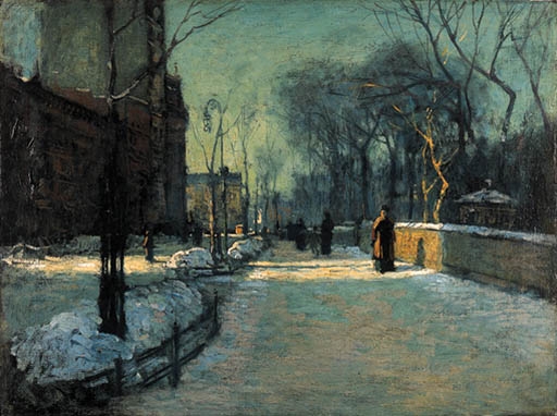 Winter Twilight Along Central Park by Paul Cornoyer, 1900