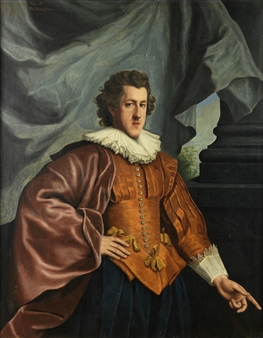 Portrait of a gentleman, traditionally identified as Francis Owen, three-quarter-length, in Van Dyck costume - British School, 19th Century