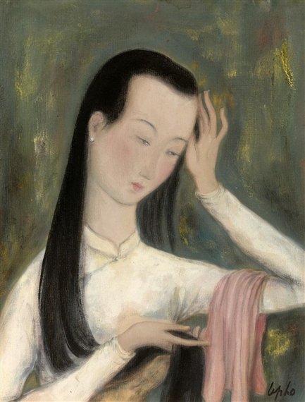 Jeune fille se coiffant by Lê Phổ
