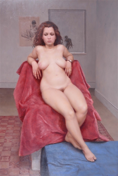 A seated nude by Harry Holland