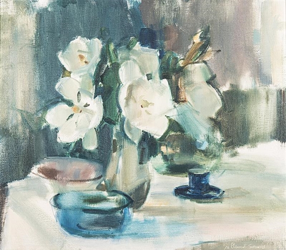 STILL LIFE WITH FLOWERS by Clement Serneels, 1976