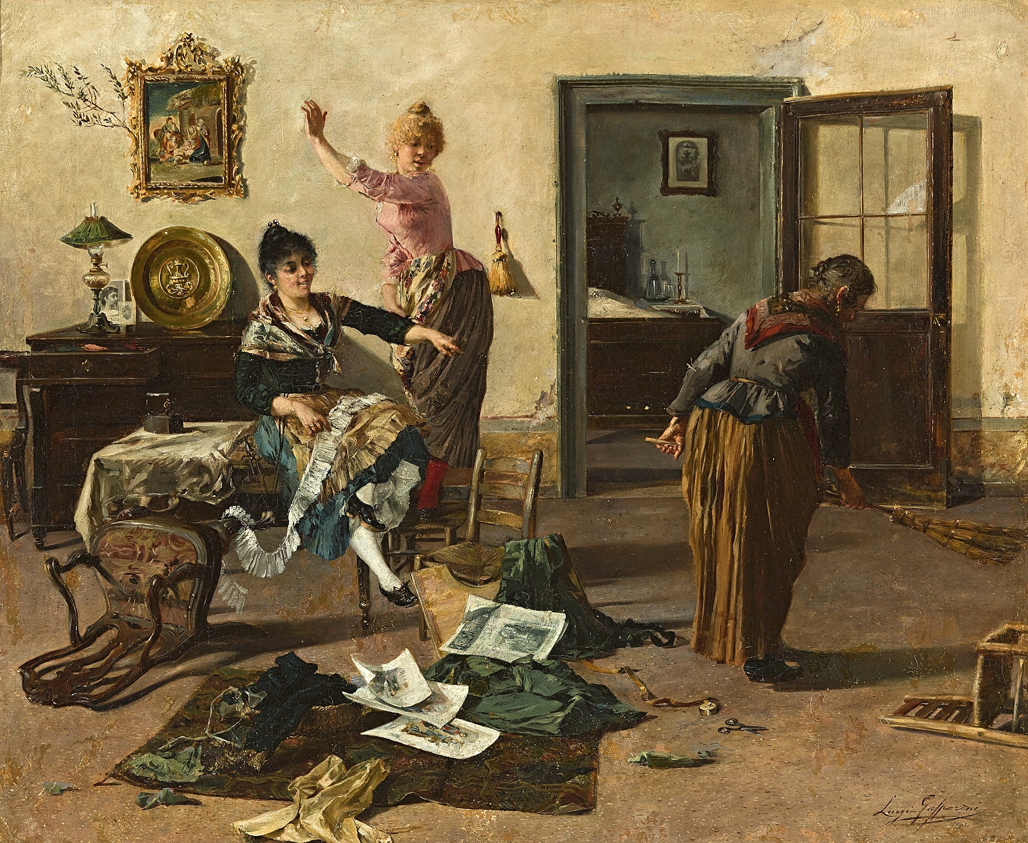 Artwork by Luigi Gasparini, Genre Scene, Made of Oil on canvas