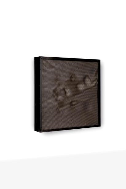 Artwork by Gabriele de Vecchi, U.R.M.N.T., Made of Perforated PVC sheet, 220 V motor