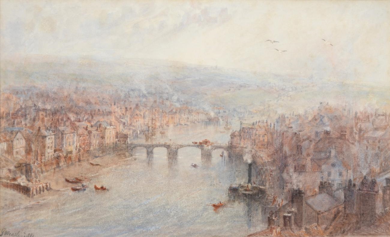 George Weatherill | Aerial view of Whitby and the river on a grey day ...