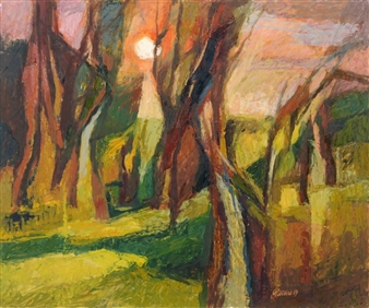 Abendstimmung über Bäumen - Gottfried Körner