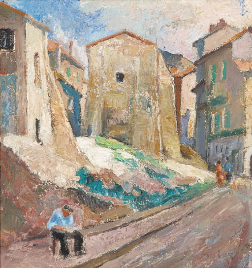 Homme sur une chaise, dans la rue by Maria-Mela Muter