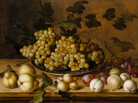 Artwork by Balthasar van der Ast, STILLIFE WITH PEACHES, PLUMS, PEARSAND GRAPES, Made of Oil on panel