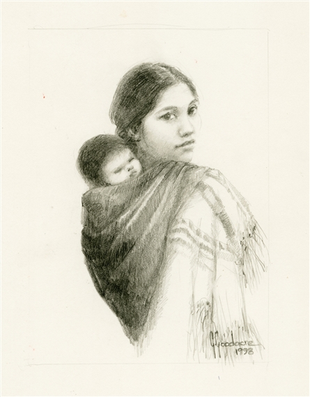 Sacagawea Drawing by Glenna Goodacre, 1998
