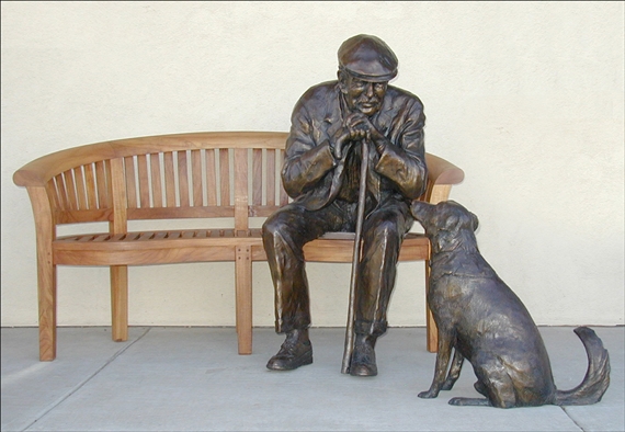 Old Man and Dog (with bench) by Glenna Goodacre, 1997