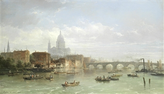 View of Blackfriars Bridge with St Pauls in the distance - Pierre Justin Ouvrié