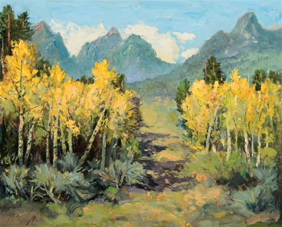 Mountains with Aspens by Raphael Lillywhite, 1949