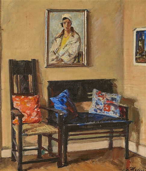 Interieur mit Damenbildnis - Erich Hennig