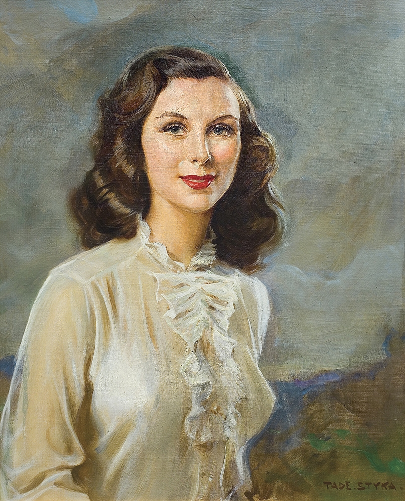 Portrait of a girl by Tadé Styka, 1940-1950