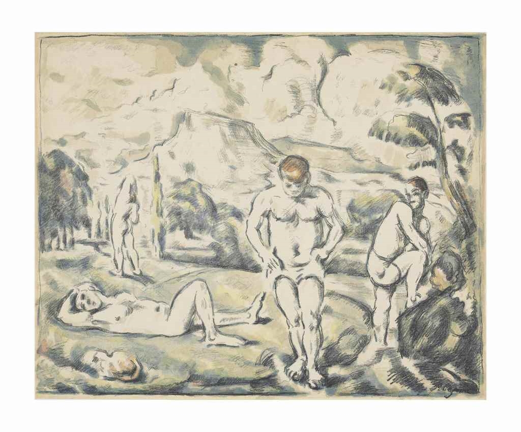 Les Baigneurs (large plate) by Paul Cézanne, 1896-1897