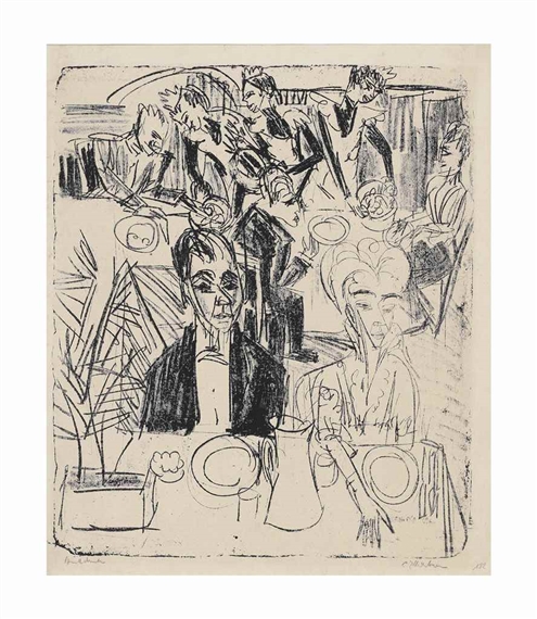 Dinnertafel (Sanatorium) by Ernst Ludwig Kirchner, 1916