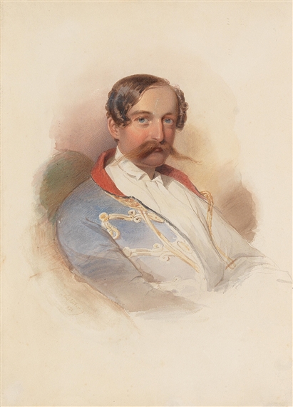 A portrait of a gentleman with a blond moustache by Josef Kriehuber