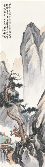 SCHOLAR LISTENING TO CASCADES by Qi Kun, 1929