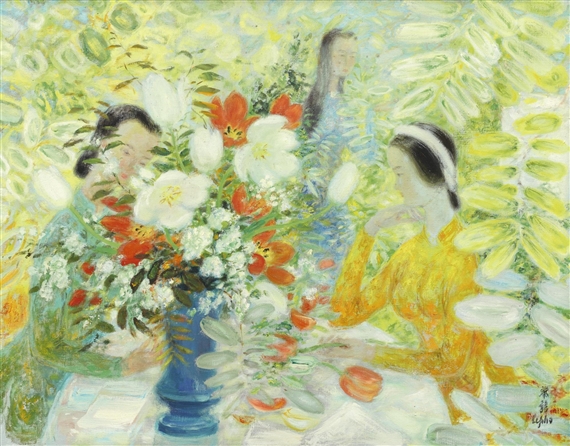 JEUNES FILLES AU BOUQUET DE TULIPES (YOUNG GIRLS WITH BOUQUET OF TULIPS)
