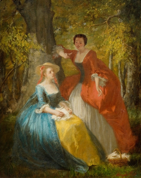 Women in the park by Adolphe Francois Monfallet