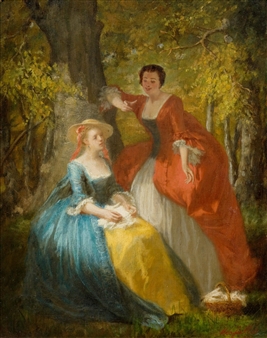 Women in the park - Adolphe Francois Monfallet