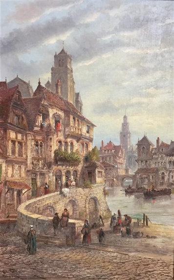 Riverside, Abbeville France by Felice Auguste Rezia