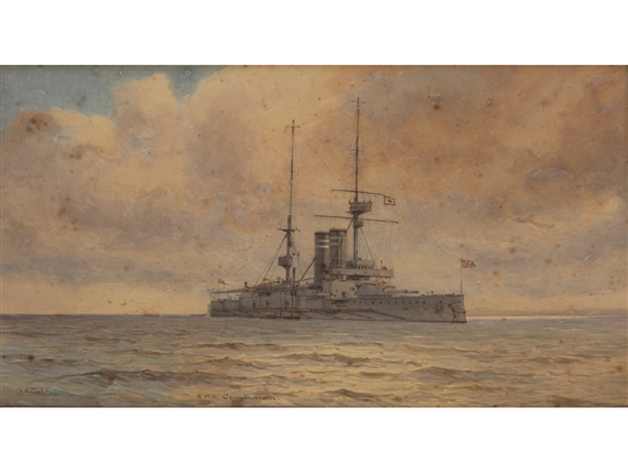 HMS COMMONWEALTH by Alma Claude Burlton Cull, 1911