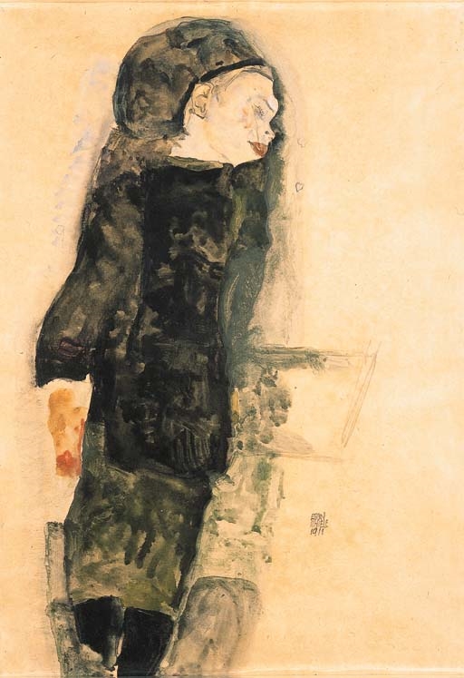 Kind in schwarzen Kleidern by Egon Schiele, 1911