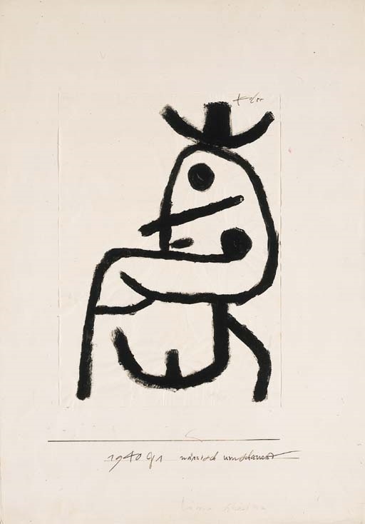 Artwork by Paul Klee, Närrisch umschauend, Made of gouache on paper laid down on the artist's mount