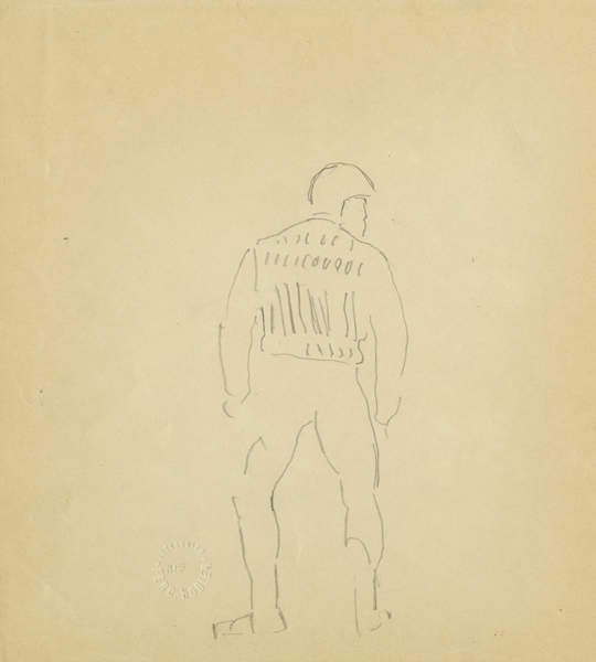 Artwork by Ferdinand Hodler, Kriegerfigur zu "Rückzug von Marignano"., Made of pencil on paper