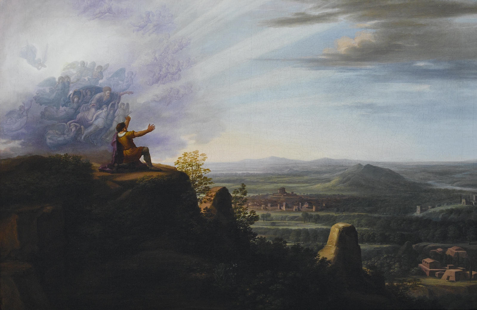 Artwork by Carl Ludwig Kuhbeil, God showing Moses the Promised Land from the top of Mount Nebo, Made of oil on canvas