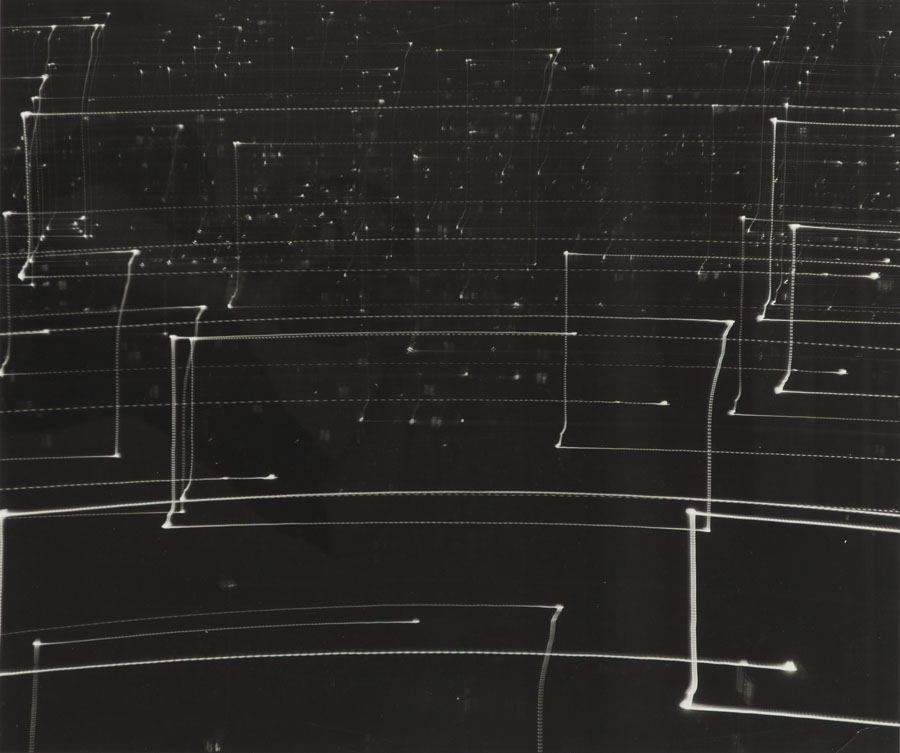 Artwork by Antoni Mikolajczyk, Zapis swietlny, ok, Made of black and white on photo paper