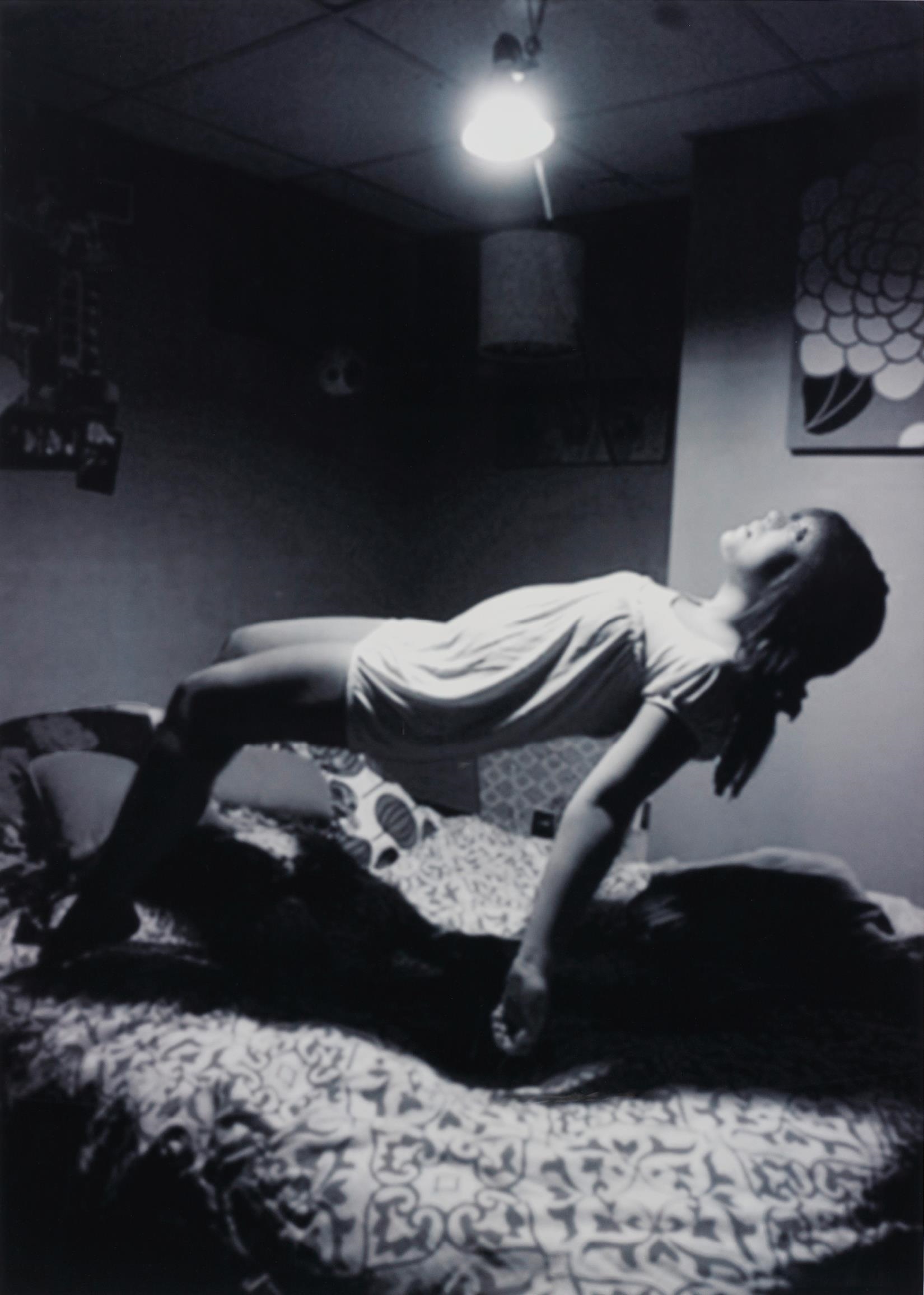 Artwork by Susan Hiller, Homage to Yves Klein: Levitation (Child), Made of archival c-type black and white print on Dibond