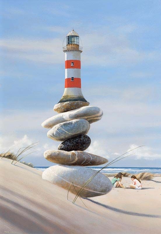 Artwork by Jimmy Lawlor, The Lighthouse, Made of oil on board