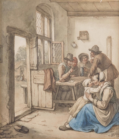 Bauern-Interieur mit Ausblick by German School, 18th Century