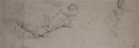 STUDY OF TWO FIGURES by Eugène Delacroix