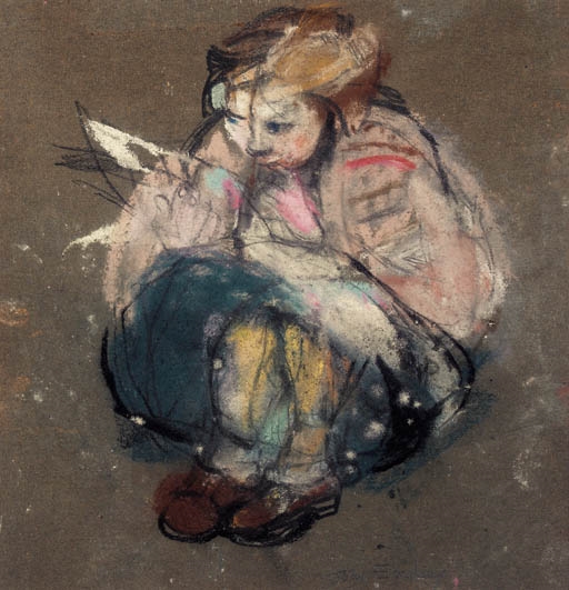 Little Girl and Comic by Joan Kathleen Hardy Eardley