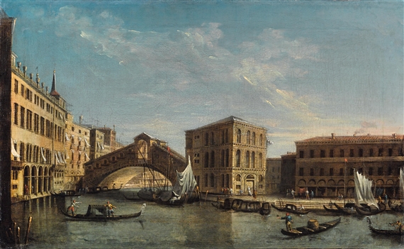 A Pair: Ponte di Rialto with Palazzo dei Camerlenghi, Venice; and  The Grand Canal with the church of San Stae, Venice